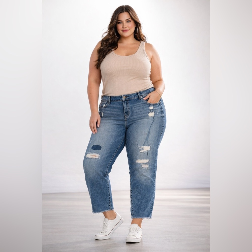 Torrid High-Waisted Distressed Skinny Ankle Jeans Women Plus 26 Blue